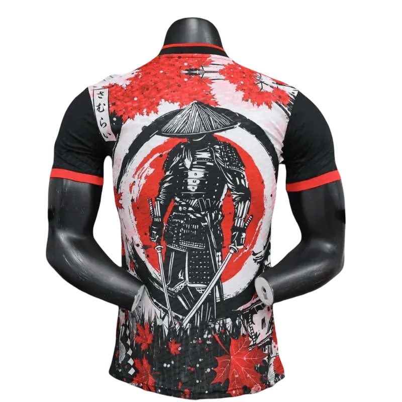 Red and black Japan soccer jersey katana concept – NipponKits