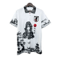 Sasuke Portrait White Jersey with traditional Japanese calligraphy and Uchiha clan artwork by NipponKits Store