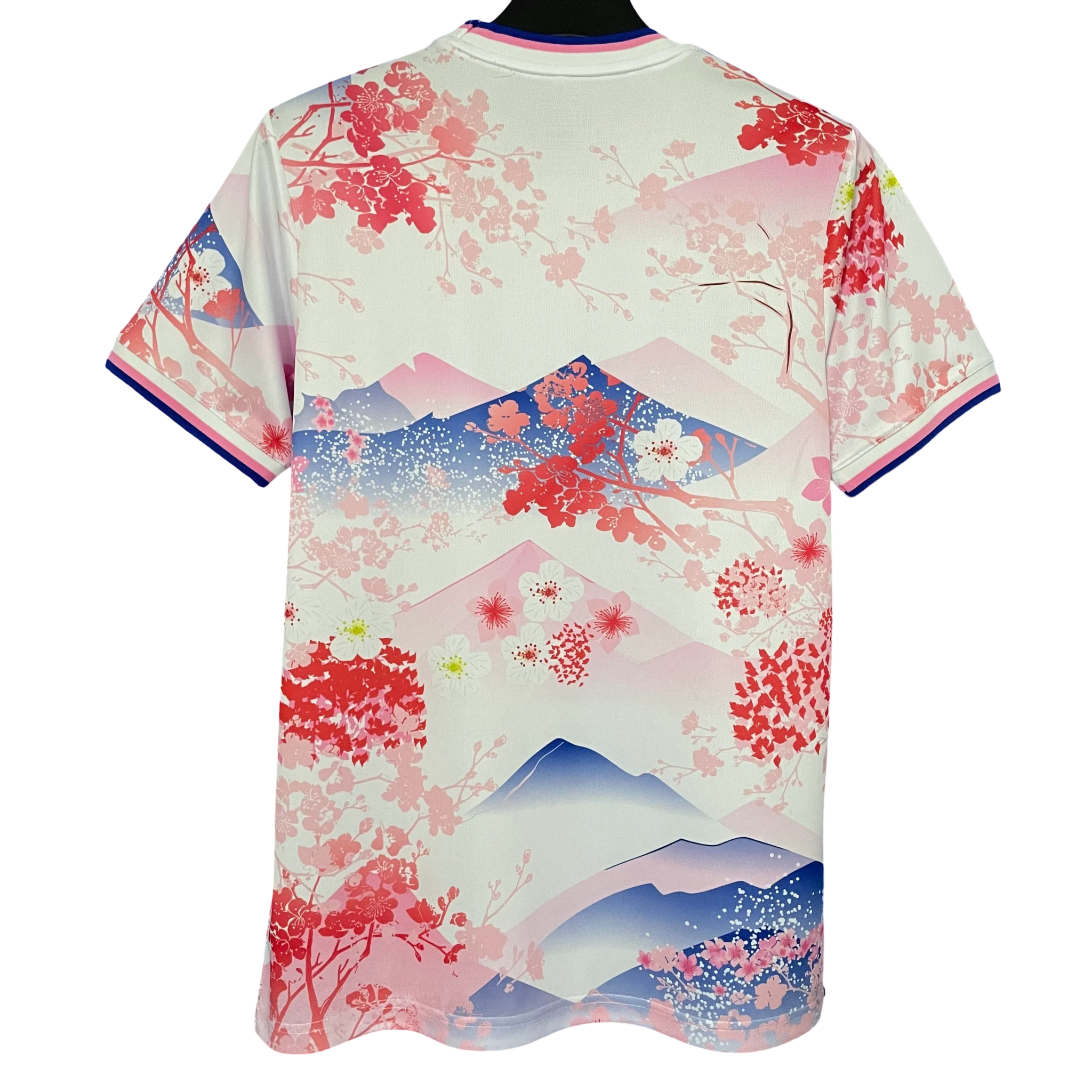Japan football shirt inspired by Mount Fuji and sakura design