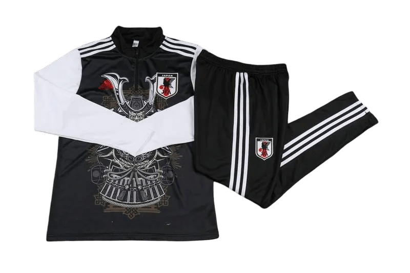 Black white tracksuit zip japan samurai warrior artwork
