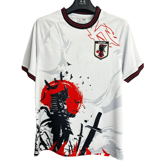 Japan samurai calligraphy ink red sun football jersey brushstroke art front
