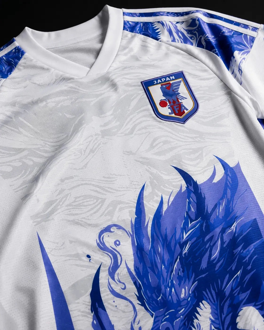 Japan Special Blue Dragon White Football Jersey