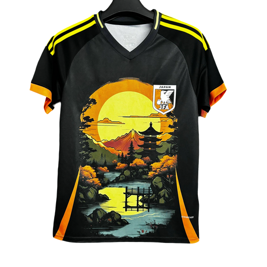 Japan sunset pagoda football jersey golden hour landscape front v-neck
