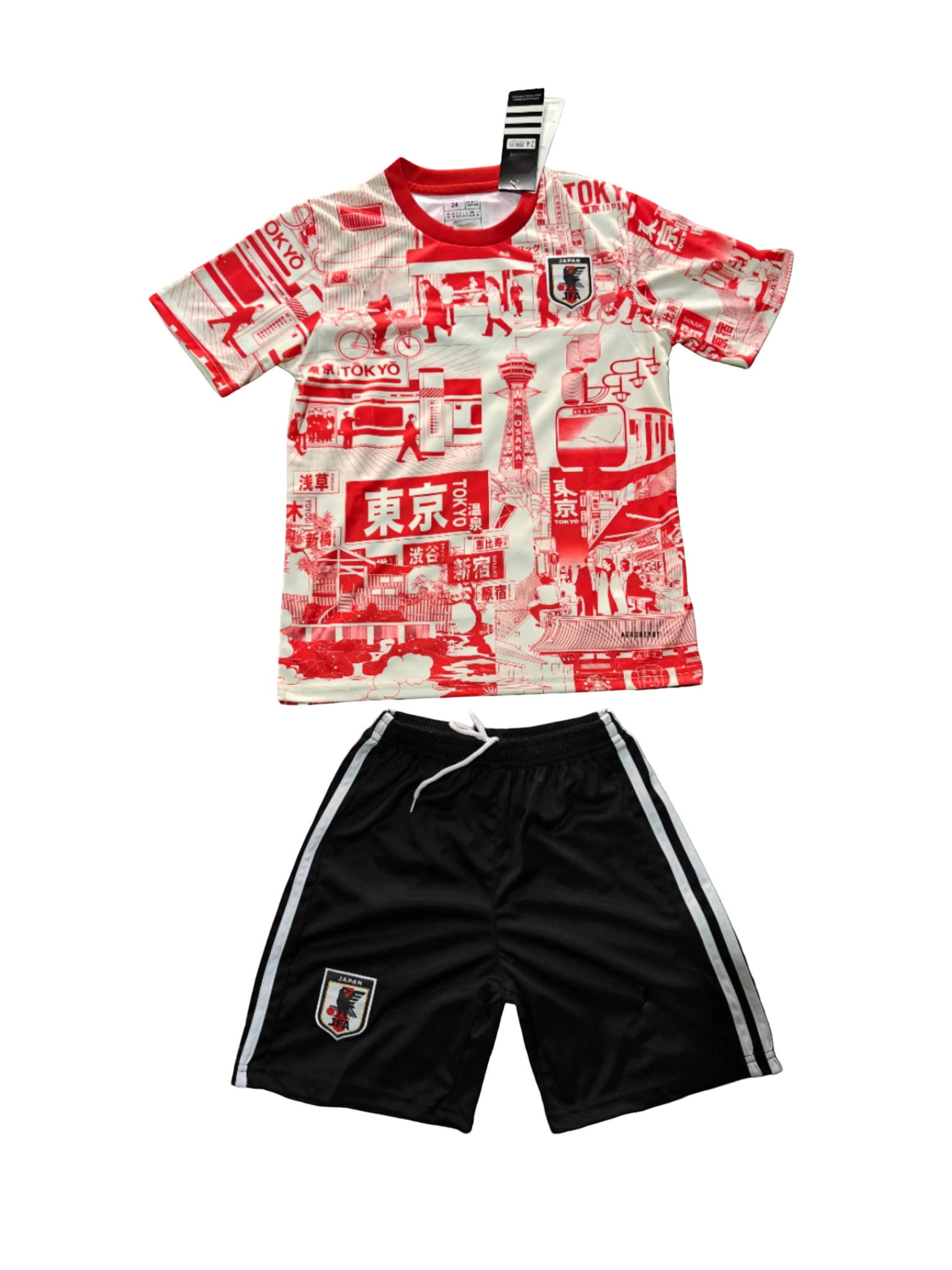 Japan Tokyo Red kids football kit with city design
