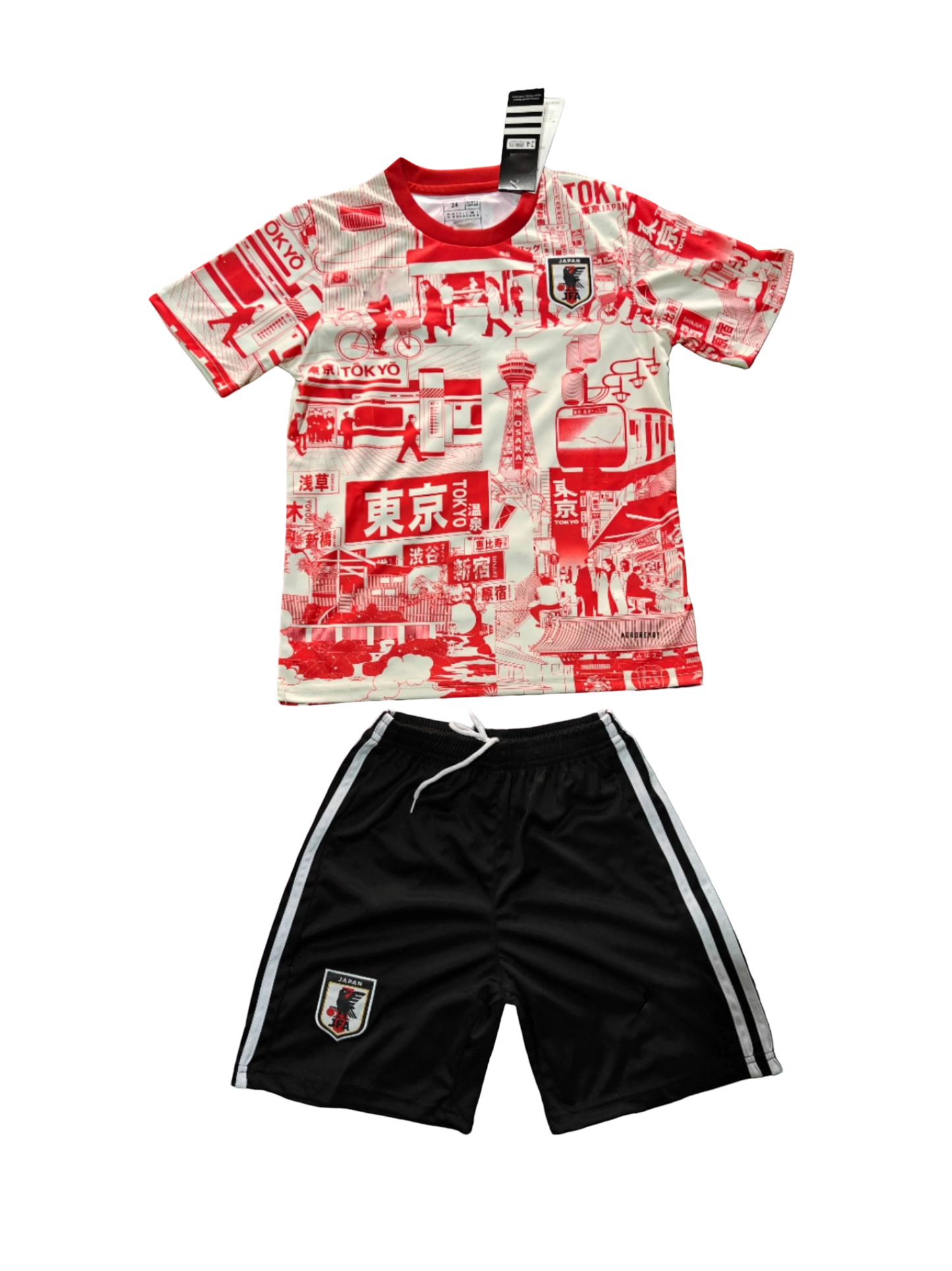 Japan Tokyo Red kids football kit with city design