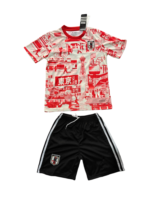 Japan Tokyo Red kids football kit with city design