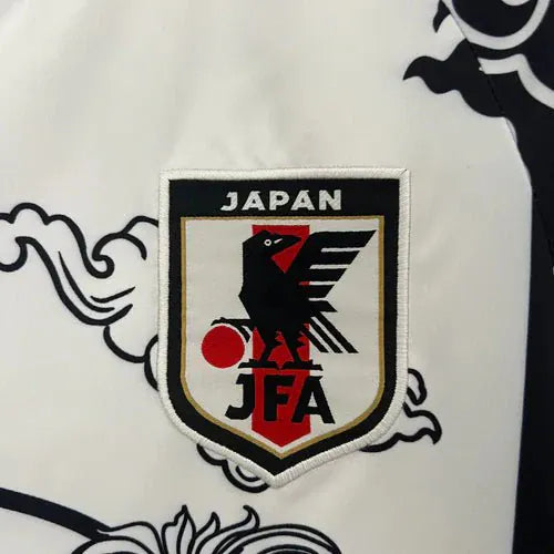 Cultural heritage jersey with Japanese dragon artwork, TSUBASA football legend inscription, and traditional samurai design elements