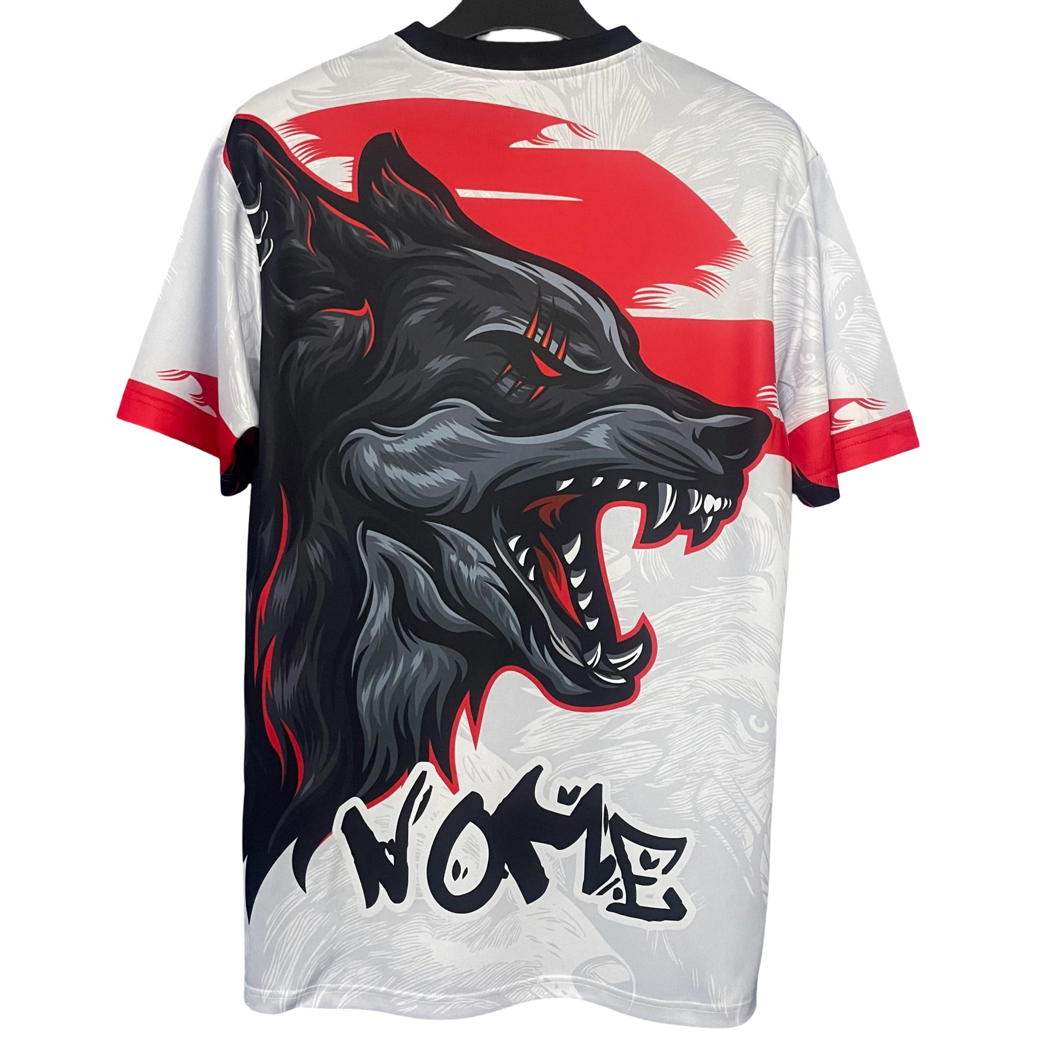 Japanese concept football jersey featuring roaring wolf artwork