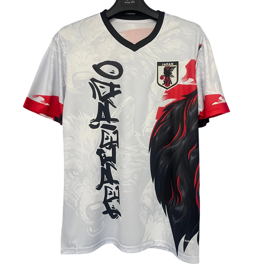 Front view of Japan Wolf Spirit Jersey with samurai wolf design