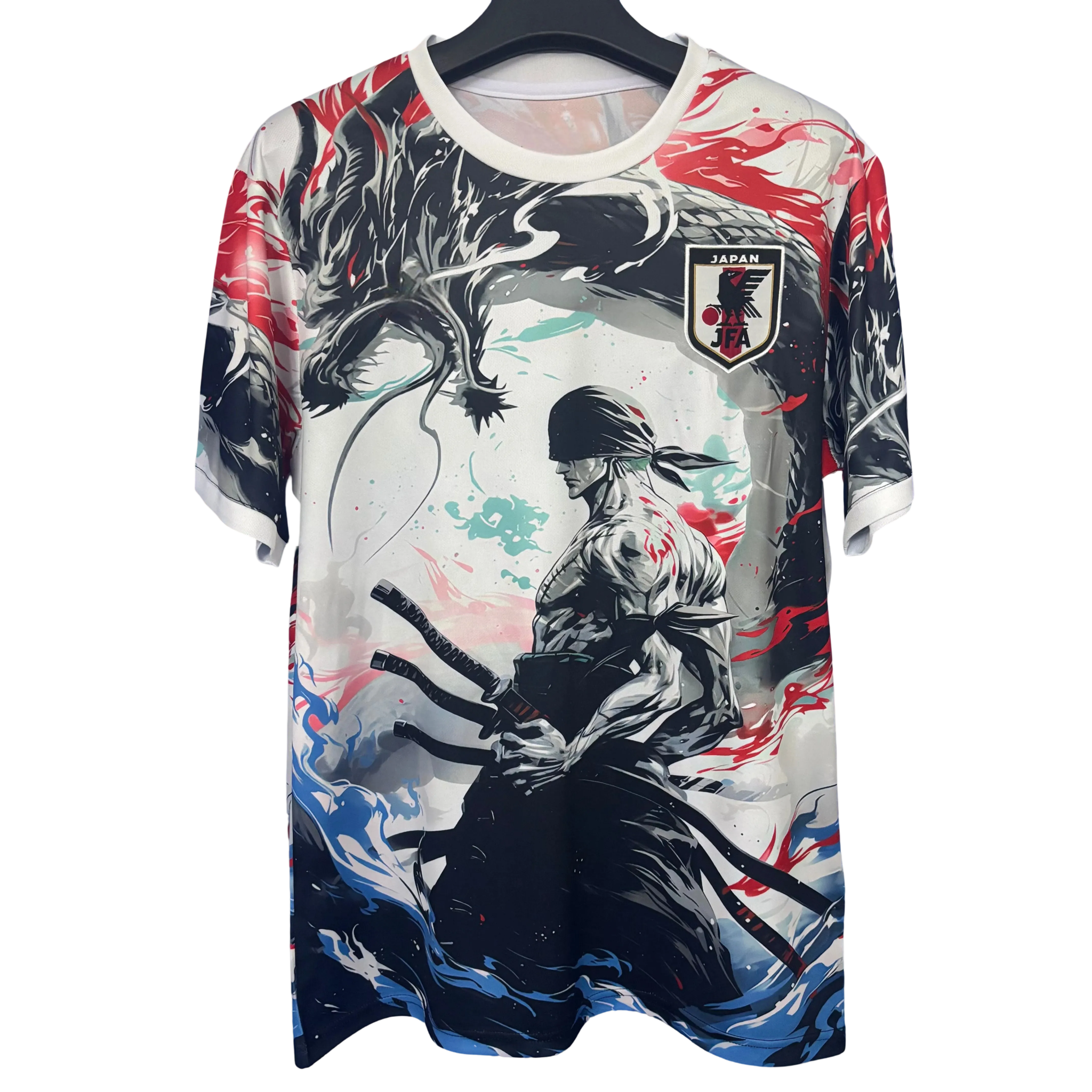 Front view of Japan Zoro Samurai Dragon Jersey with samurai artwork