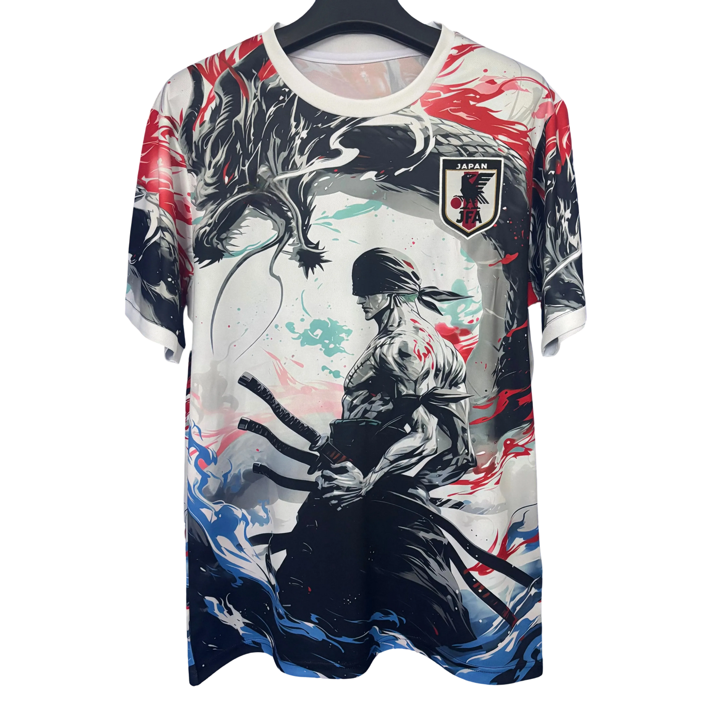 Front view of Japan Zoro Samurai Dragon Jersey with samurai artwork
