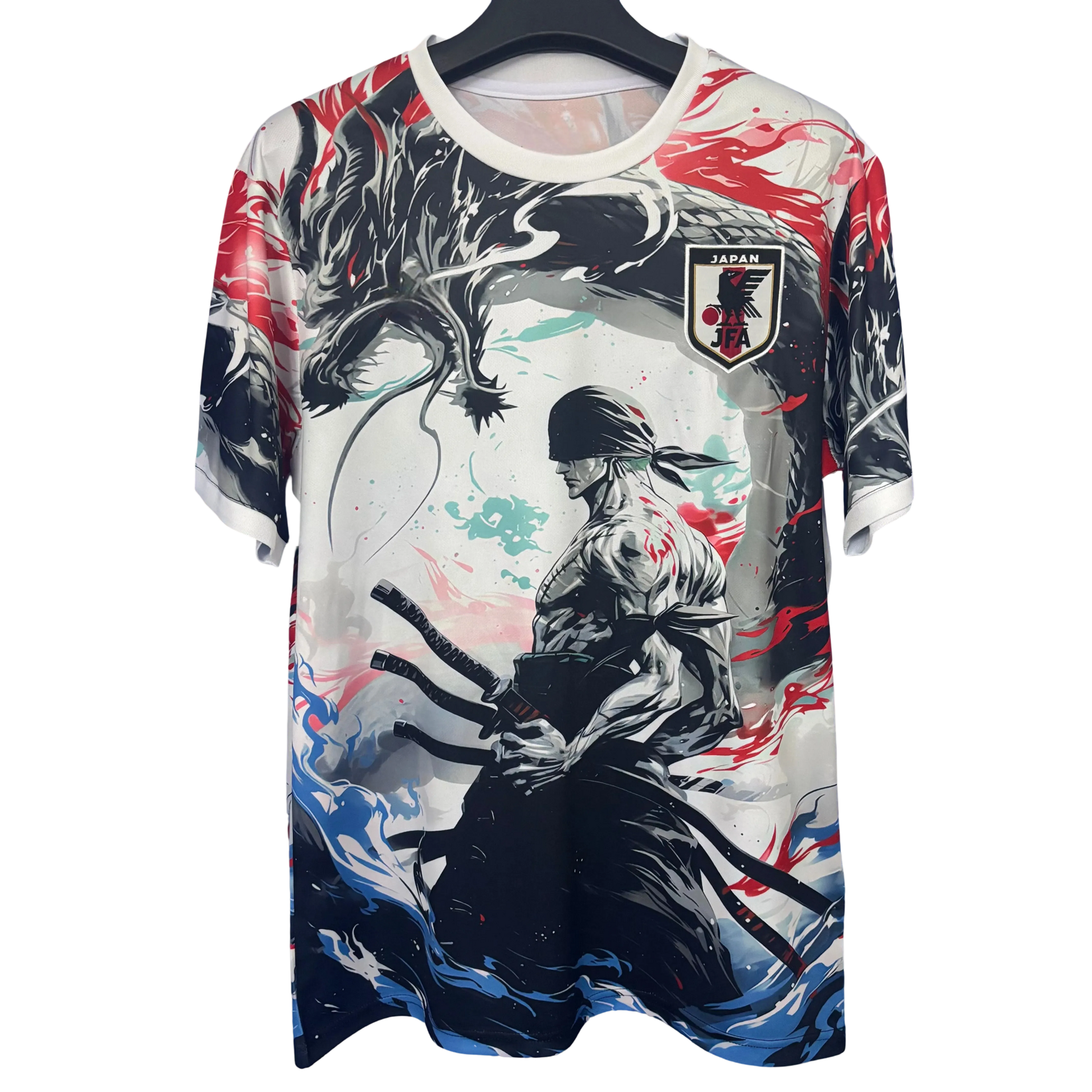 Front view of Japan Zoro Samurai Dragon Jersey with samurai artwork