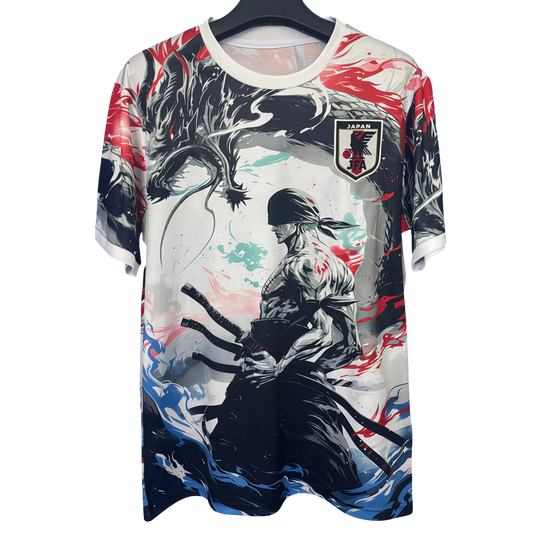 Front view of Japan Zoro Samurai Dragon Jersey with samurai artwork