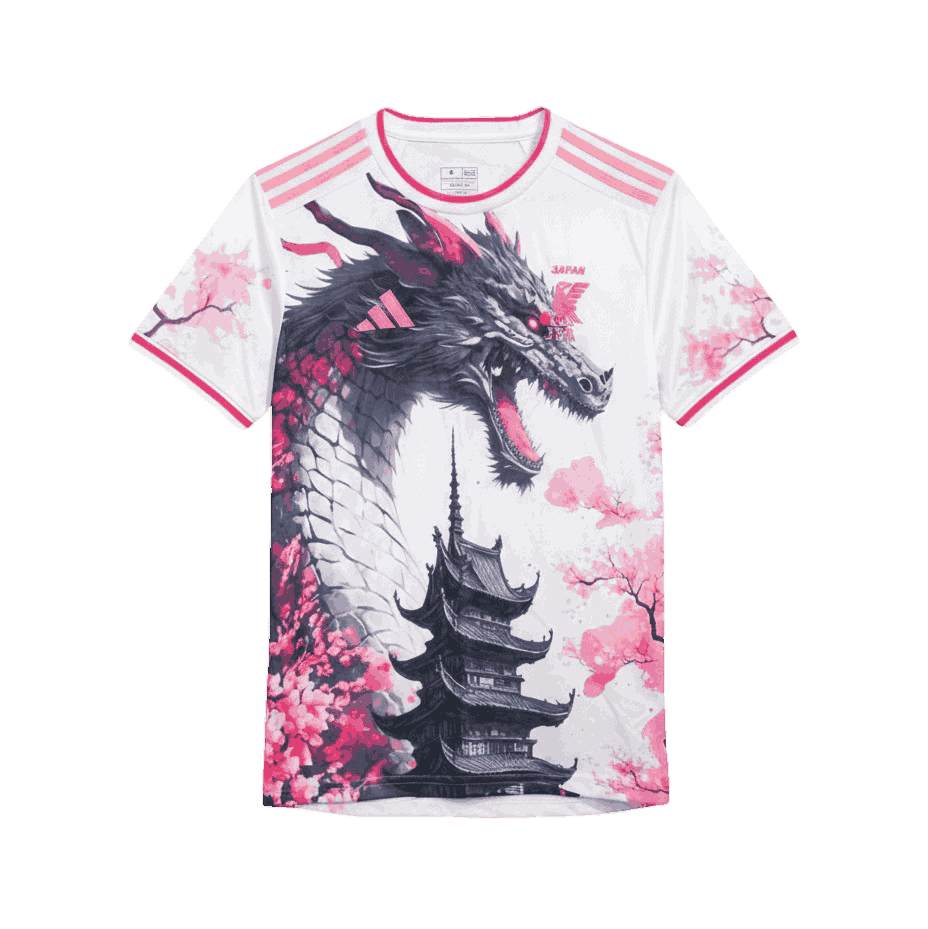 Japan Dragon White & Pink Jersey