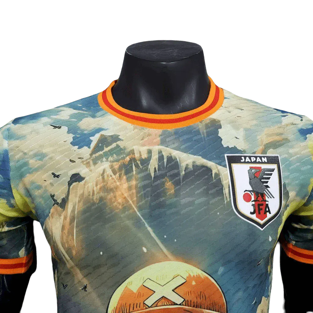 One Piece Luffy manga t shirt featuring watercolor artistic style with signature red vest design