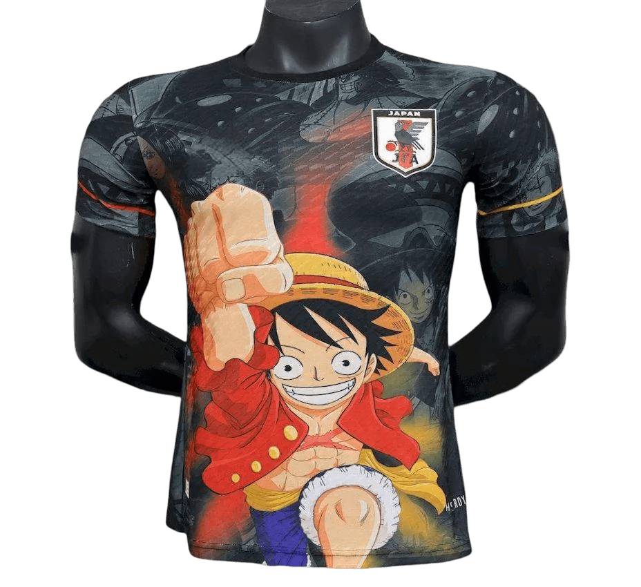 Luffy Straw Hat Jersey with captain leadership pose and smoke effects by NipponKits Store