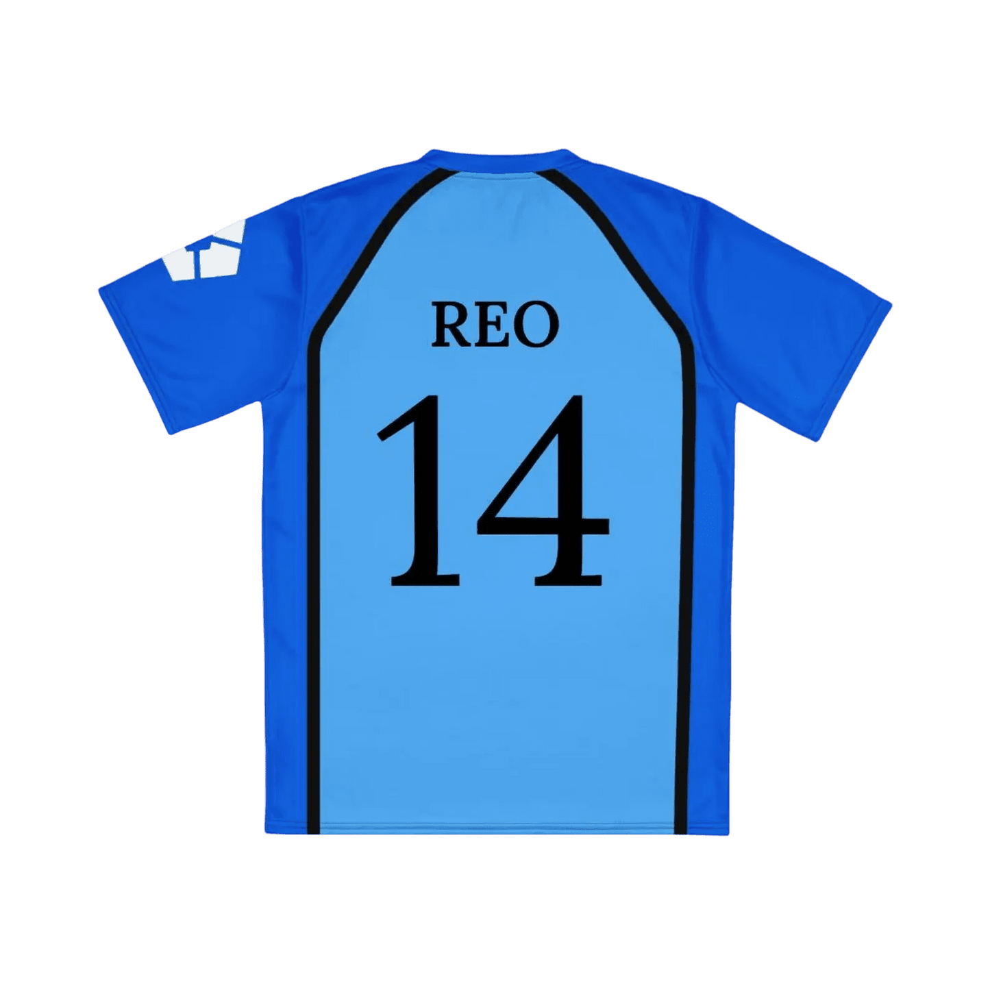 Manshine City Blue Lock jersey with 'REO 14' printed on the back against a white background