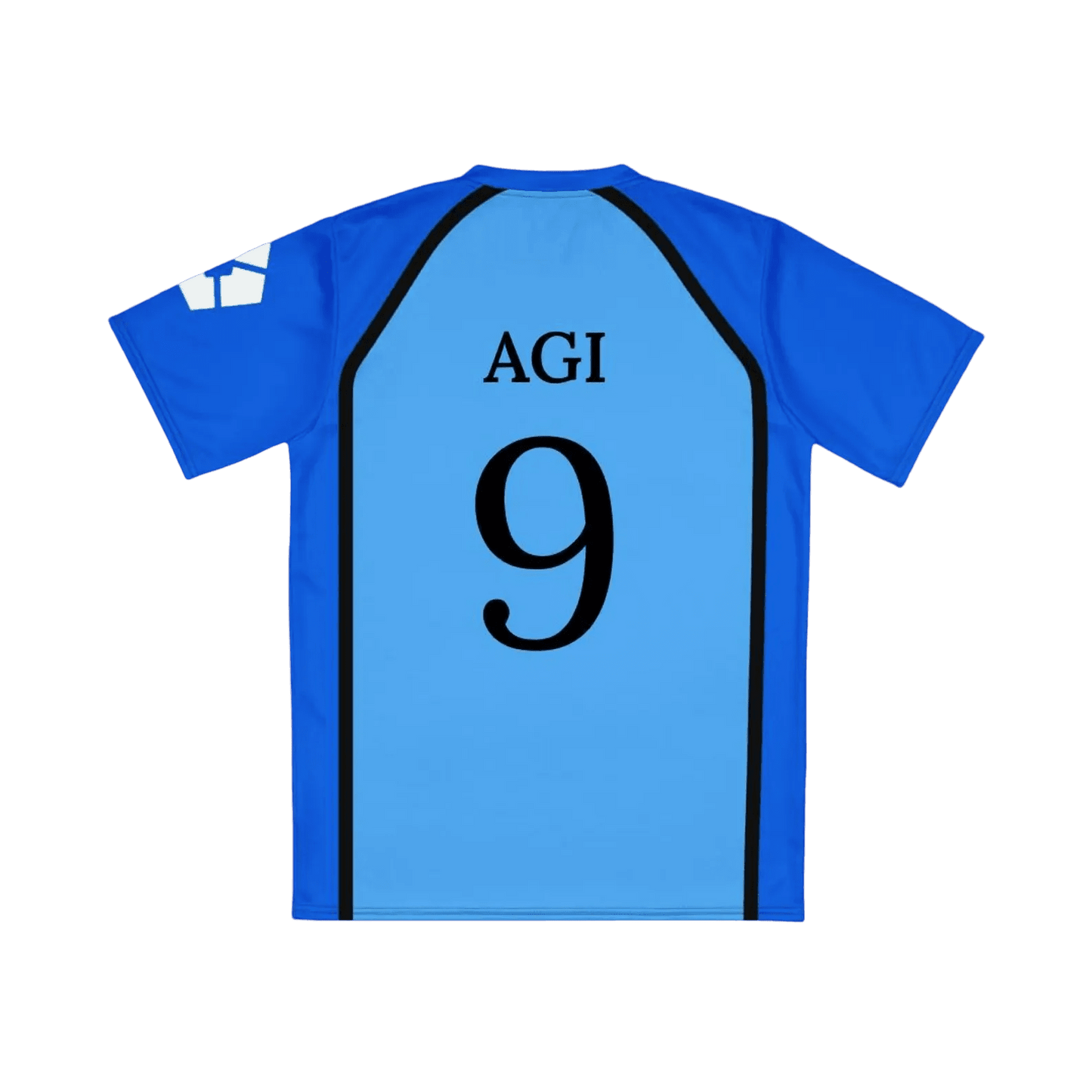 Manshine City Blue Lock jersey with 'AGI' and number '9' on a white background