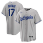 Shohei Ohtani gray jersey Dodgers away uniform Los Angeles blue script number 17 NIPPONKITS