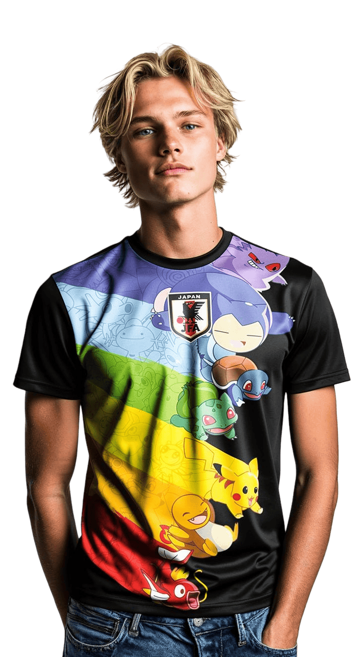 Japan Pokemon Rainbow Black Jersey