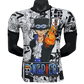 Portgas D Ace Jersey with explosive manga collage background and central orange flame effects