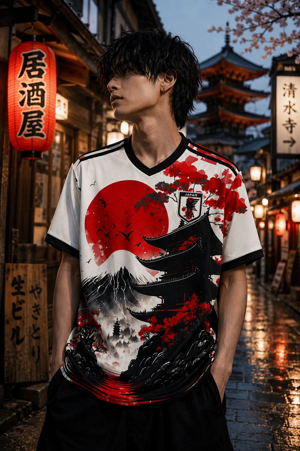 Japan Temple Red Moon Jersey