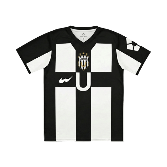 Ubers Blue Lock jersey with brand logos on a black background