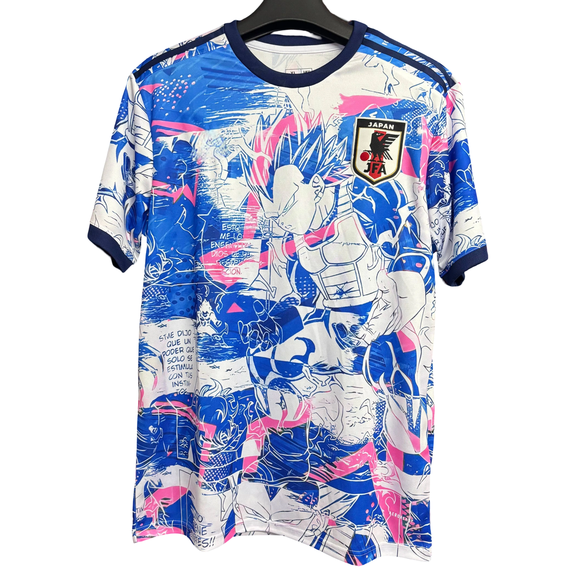 Front view of Vegeta Blue Japan DBZ Jersey 2025 anime football shirt