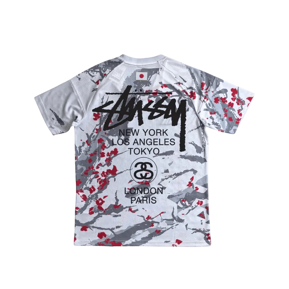 stussy tokyo japan dragon football shirt sakura branches design
