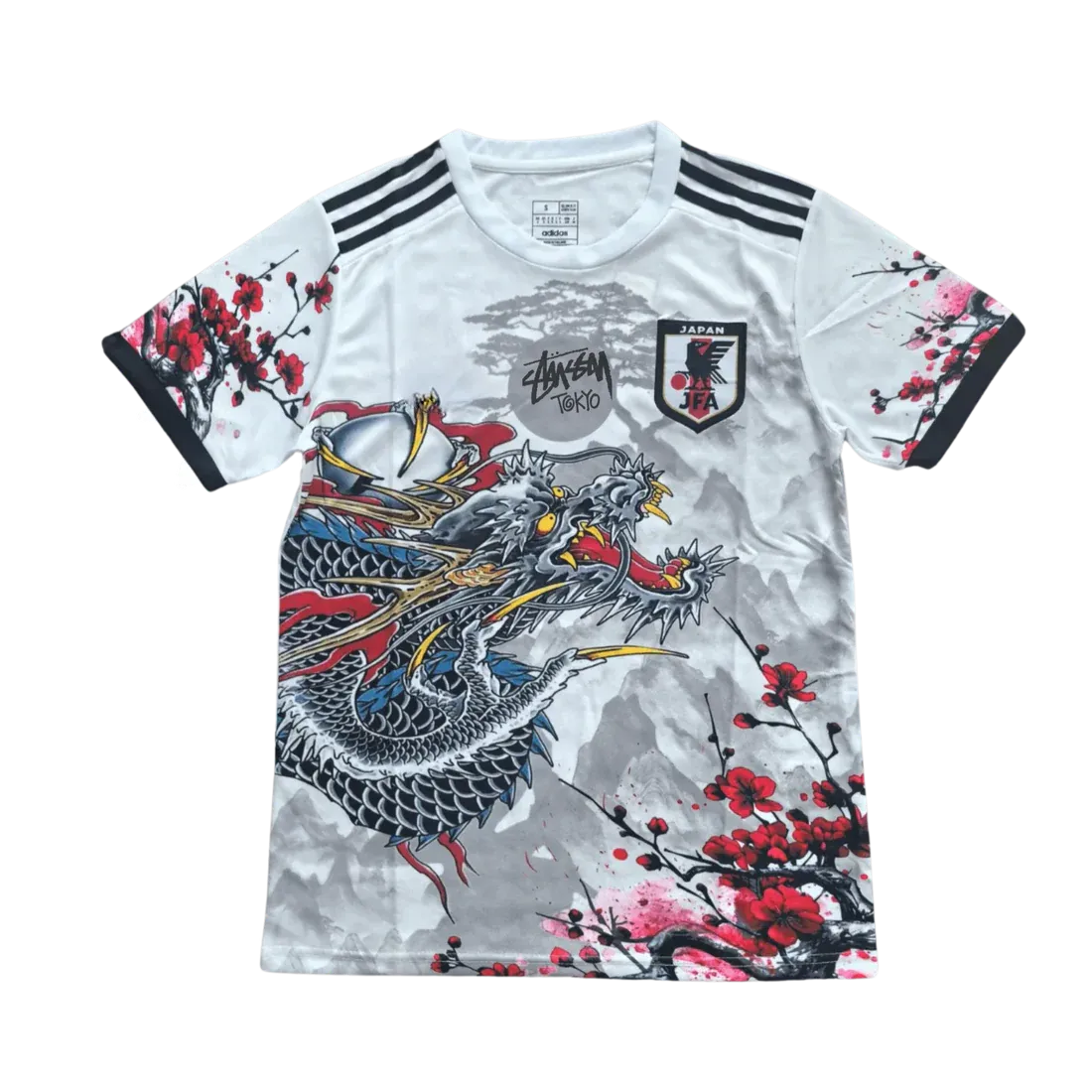 japan stussy dragon sakura jersey ink style football shirt