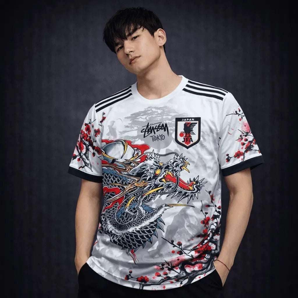 japan dragon jersey cherry blossom streetwear football kit