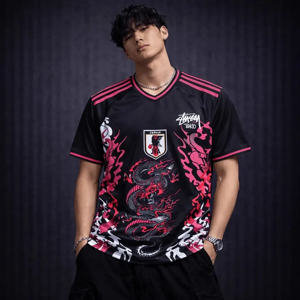 stussy japan style dragon football jersey tokyo script back print