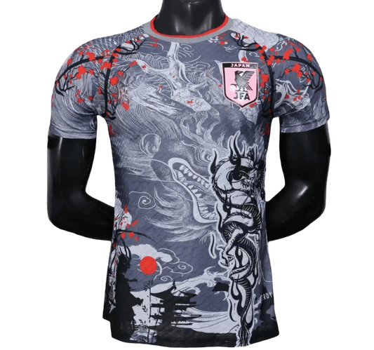 japan dragon spirit soccer jersey in black and red