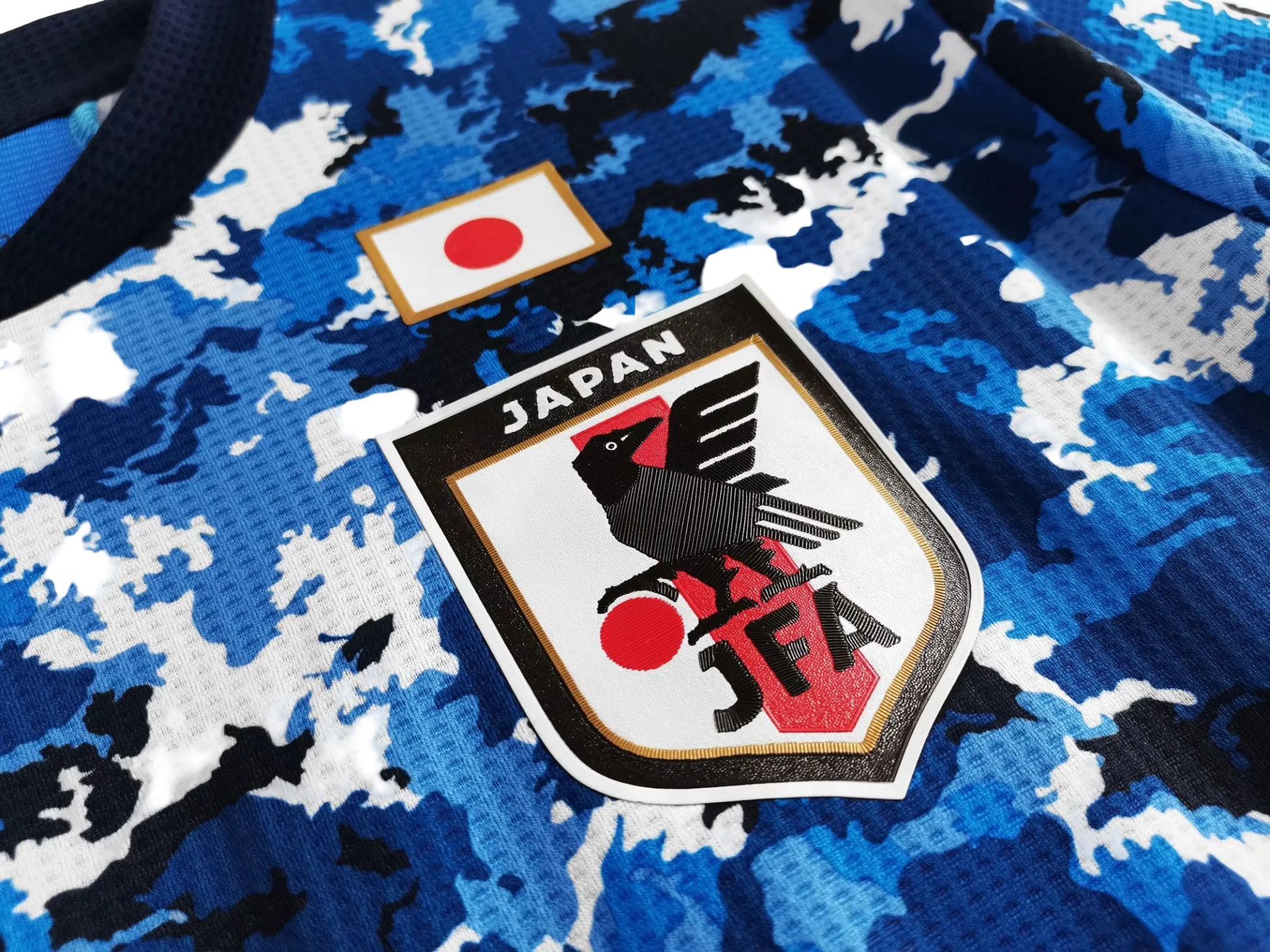 japan soccer jersey blue camo with red stripes
