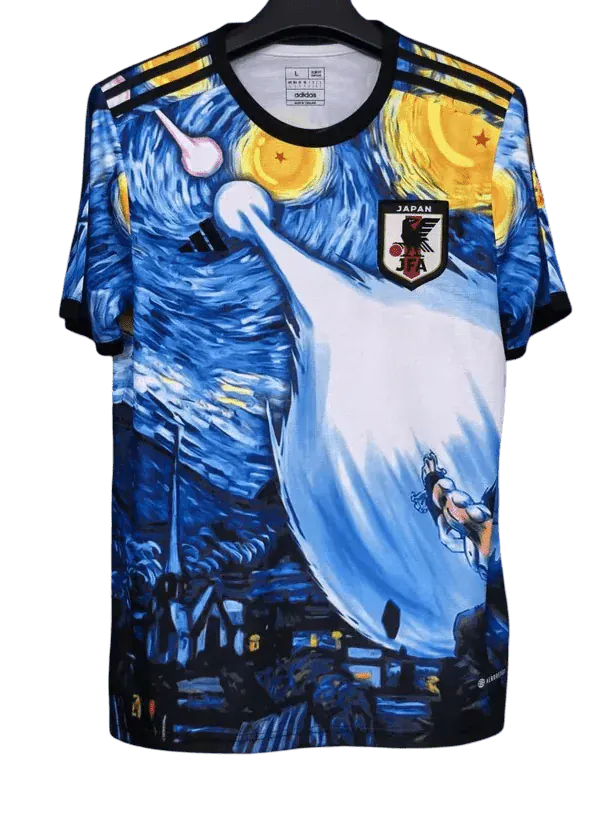 Japan Goku Kamehameha jersey with massive blue wave energy design and JFA logo by NipponKits Store