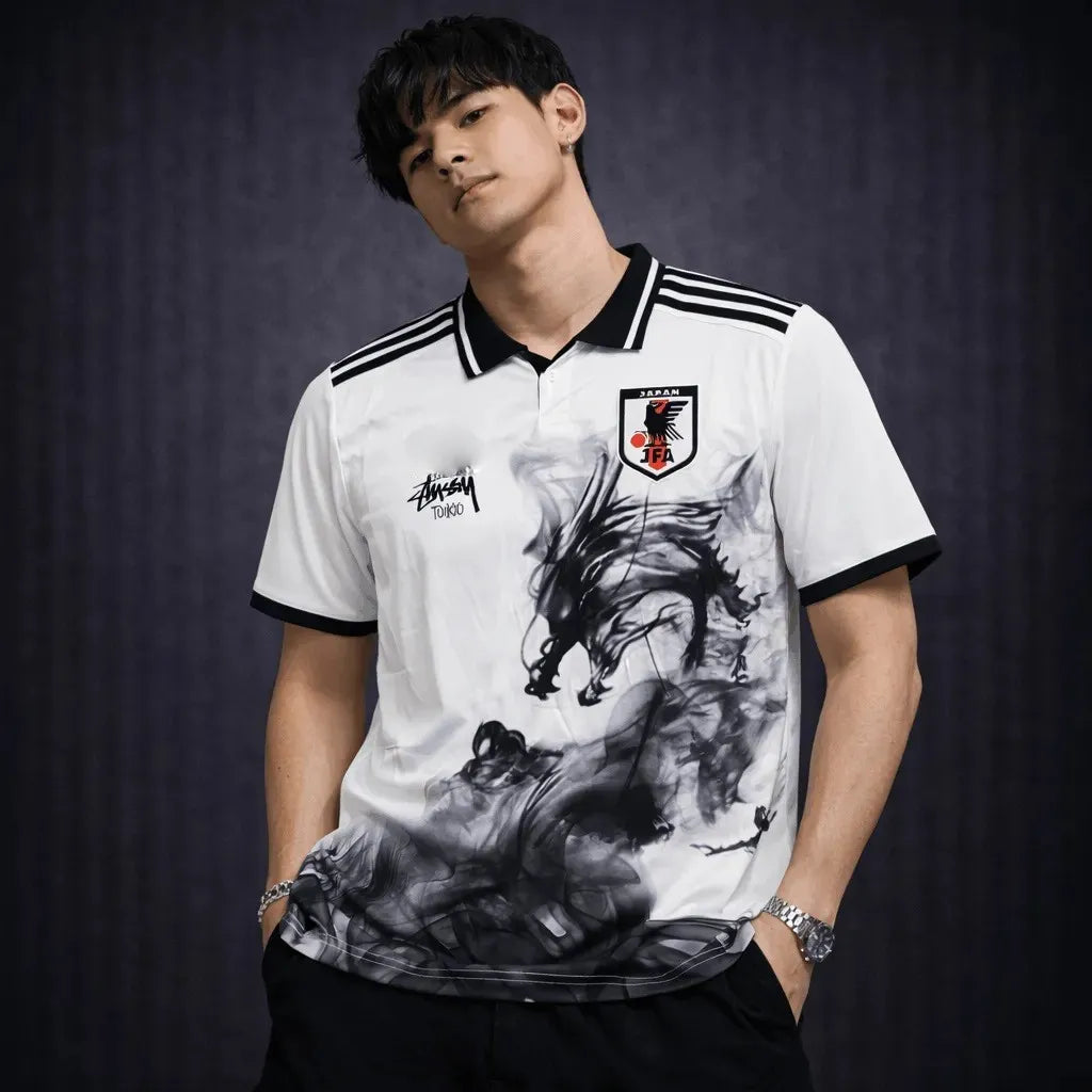 japan dragon jersey minimalist ink dragon football kit