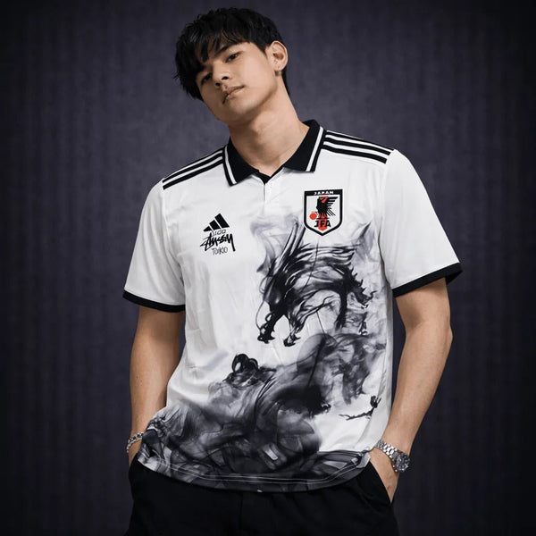 Japan White Dragon Stussy Football Jersey | Tokyo JFA Edition