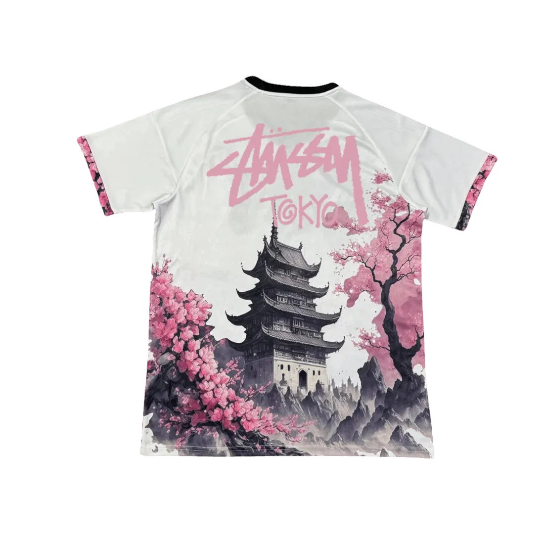 Stussy Japan Dragon Soccer Jersey White Pink Sakura