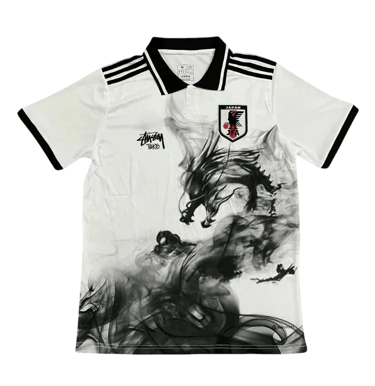 japan stussy ink dragon jersey smoke style football shirt
